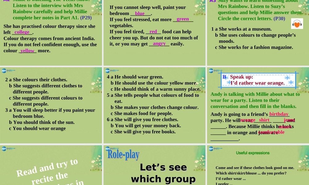 九年级英语上 册九年级英语上册 Unit 2 Colours Integrated skills课件 .ppt