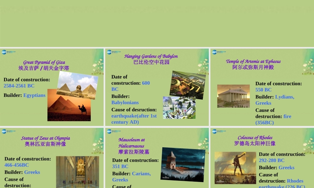 九年级英语上册 Module 1 Wonders of the world Unit 1Lead-in课件.ppt