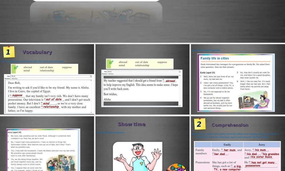 九年级英语上册 Module 2 Unit 3 Family life Period 2课件 .ppt