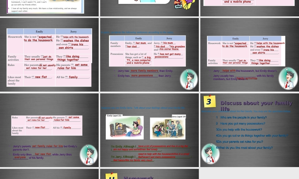 九年级英语上册 Module 2 Unit 3 Family life Period 2课件 .ppt