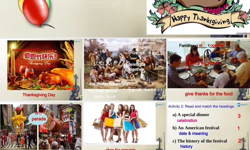 九年级英语上册 Module 2 Unit 2 We have celebrated the festival since the first pioneers arrived in课件.ppt