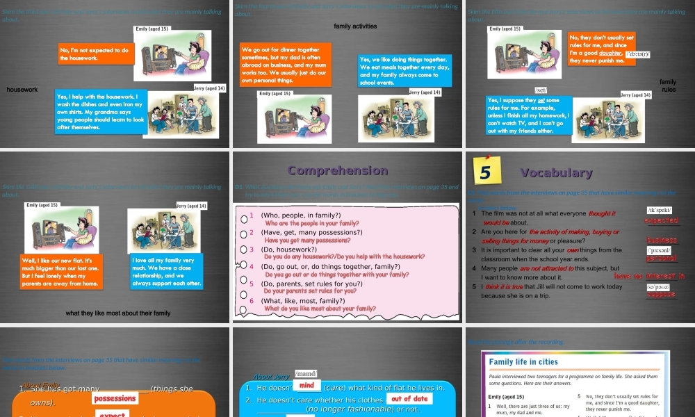九年级英语上册 Module 2 Unit 3 Family life Period 1课件 .ppt