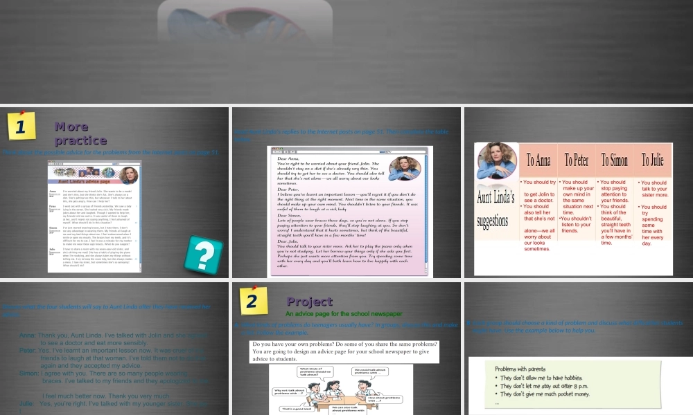 九年级英语上册 Module 2 Unit 4 Problems and advice Period 6课件 .ppt