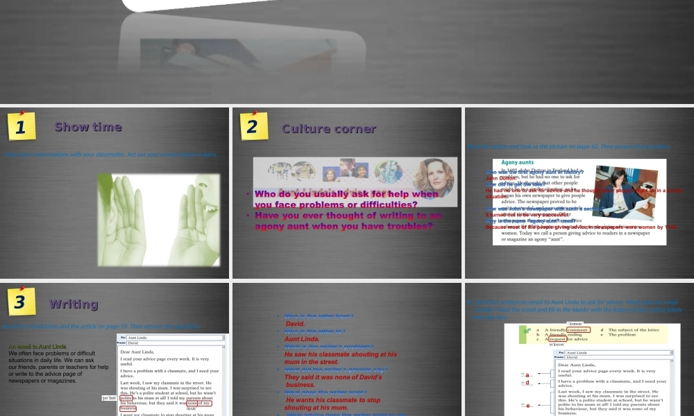 九年级英语上册 Module 2 Unit 4 Problems and advice Period 5课件 .ppt