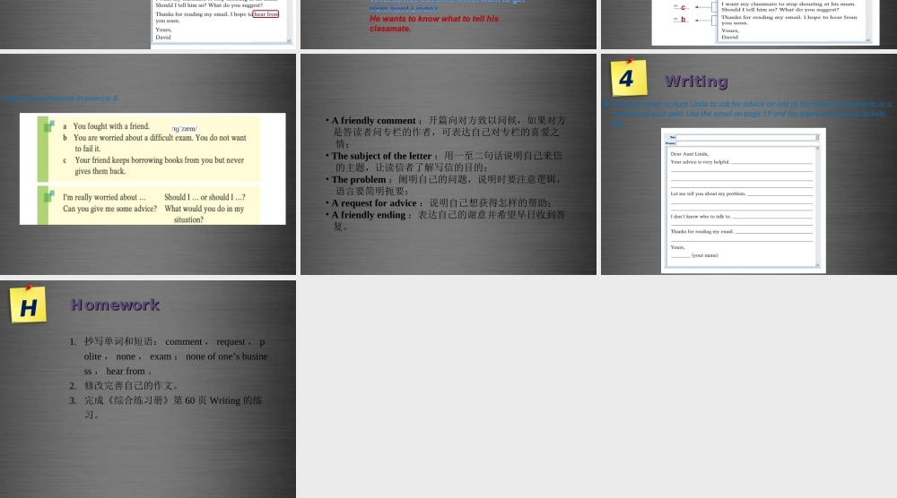 九年级英语上册 Module 2 Unit 4 Problems and advice Period 5课件 .ppt