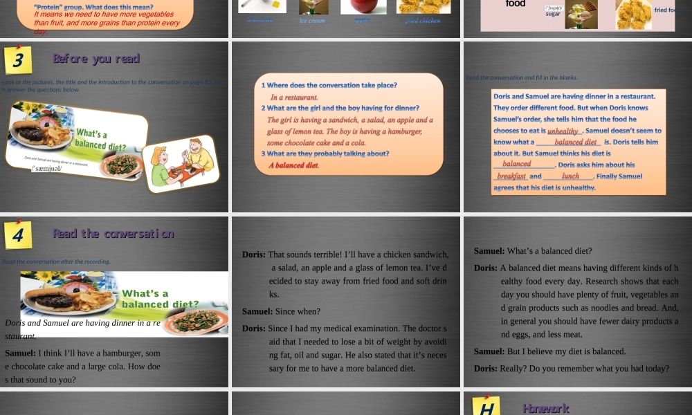九年级英语上册 Module 3 Unit 6 Healthy diet Period 1课件 .ppt