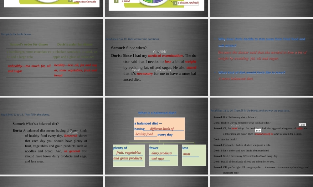 九年级英语上册 Module 3 Unit 6 Healthy diet Period 2课件 .ppt