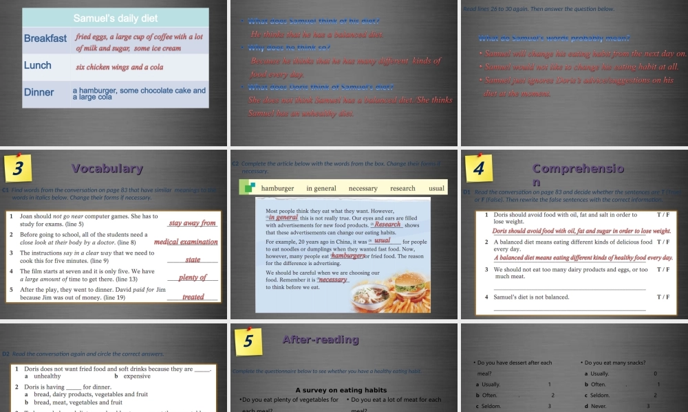 九年级英语上册 Module 3 Unit 6 Healthy diet Period 2课件 .ppt