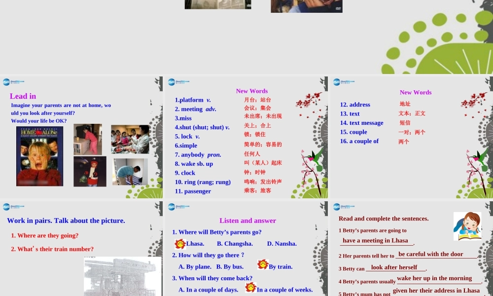 九年级英语上册 Module 4 Home alone Unit 1 I can look after myselfalthough it won’t be easy for me课件.ppt