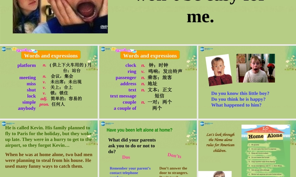 九年级英语上册 Module 4 Home alone Unit 1课件.ppt