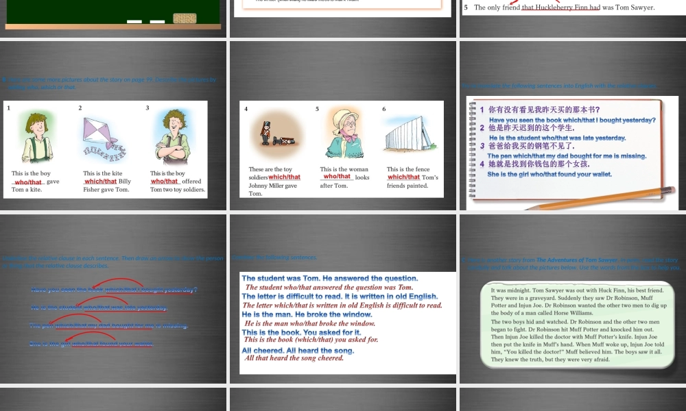 九年级英语上册 Module 4 Unit 7 The Adventures of Tom Sawyer Period 4课件 .ppt