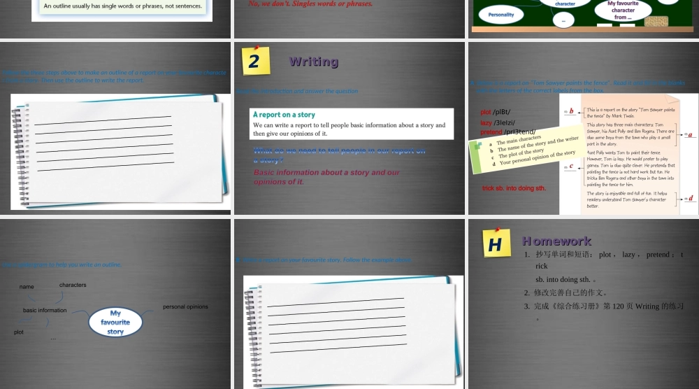 九年级英语上册 Module 4 Unit 7 The Adventures of Tom Sawyer Period 5课件 .ppt