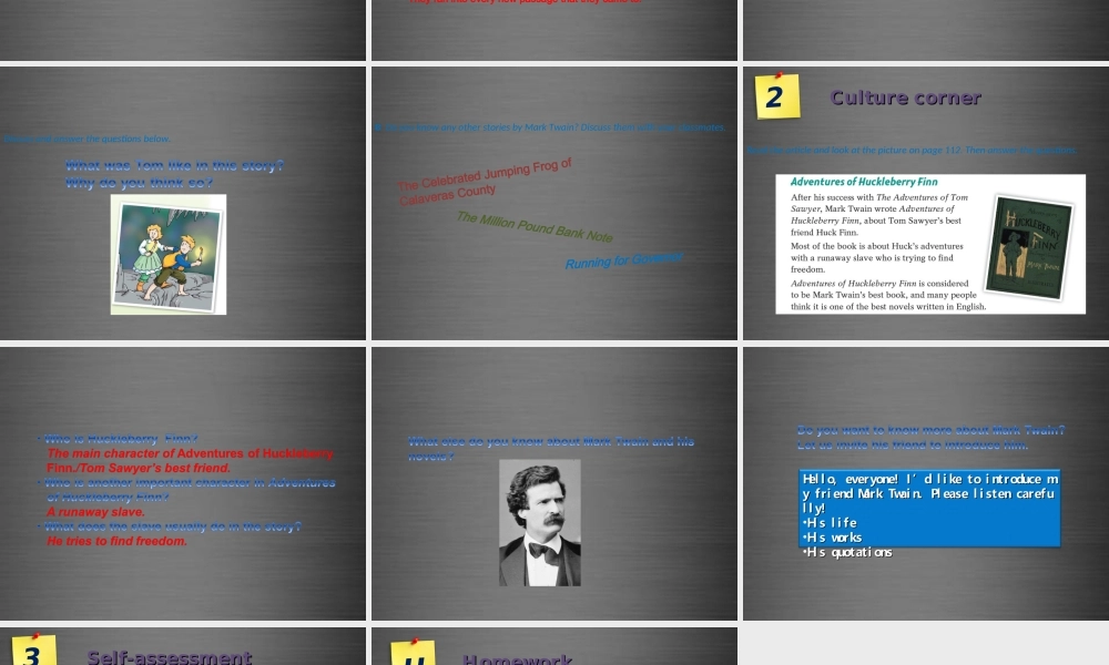 九年级英语上册 Module 4 Unit 7 The Adventures of Tom Sawyer Period 6课件 .ppt