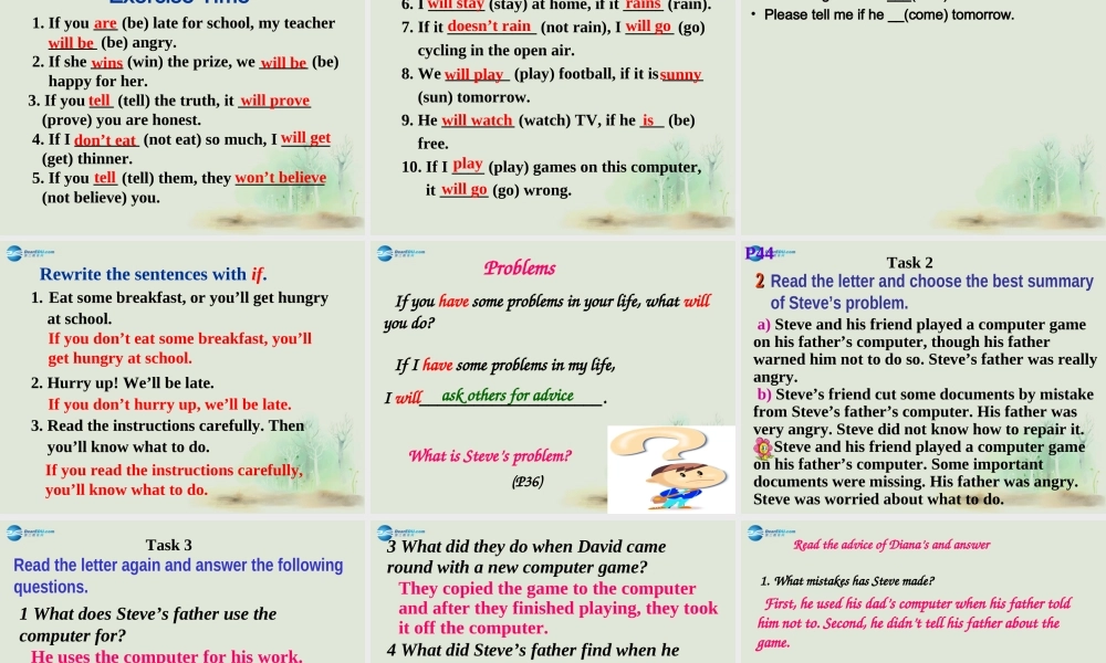 九年级英语上册 Module 6 Problems Unit 2 If you tell him the truth nowyou will show that you are honest课件.ppt