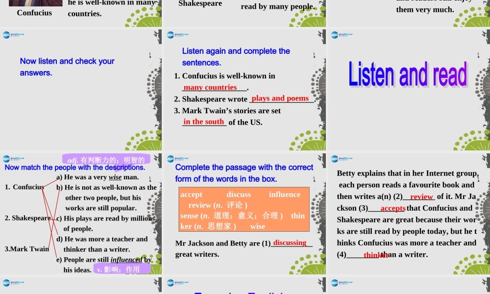 九年级英语上册 Module 7 Unit 1 We’re still influenced by Confucius’s ideas课件.ppt