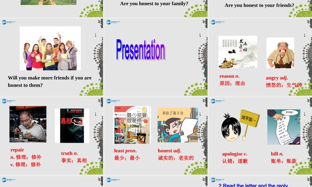 九年级英语上册 Module 6 Unit 2 If you tell him the truth nowyou will show that you are honest课件.ppt