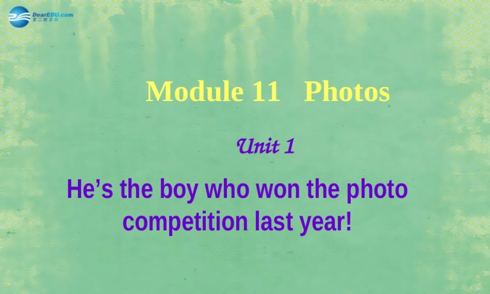 九年级英语上册 Module 11 Photos Unit 1 He’s the boy who won the photo competition last year！课件.ppt