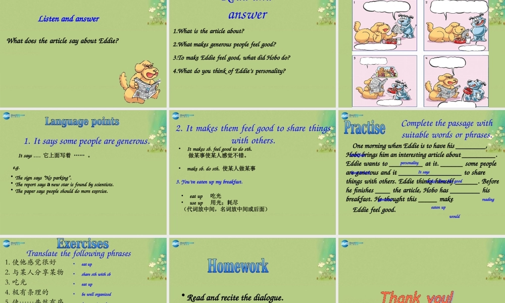 九年级英语上册 Unit 1 Know yourself Welcome to the unit&Comic strip课件 .ppt