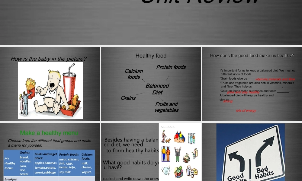 九年级英语上册 Unit 1 Stay healthy Review课件 （新版）冀教版.ppt