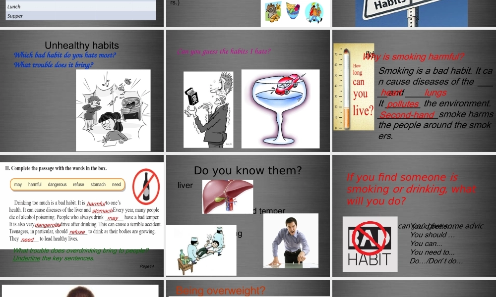 九年级英语上册 Unit 1 Stay healthy Review课件 （新版）冀教版.ppt