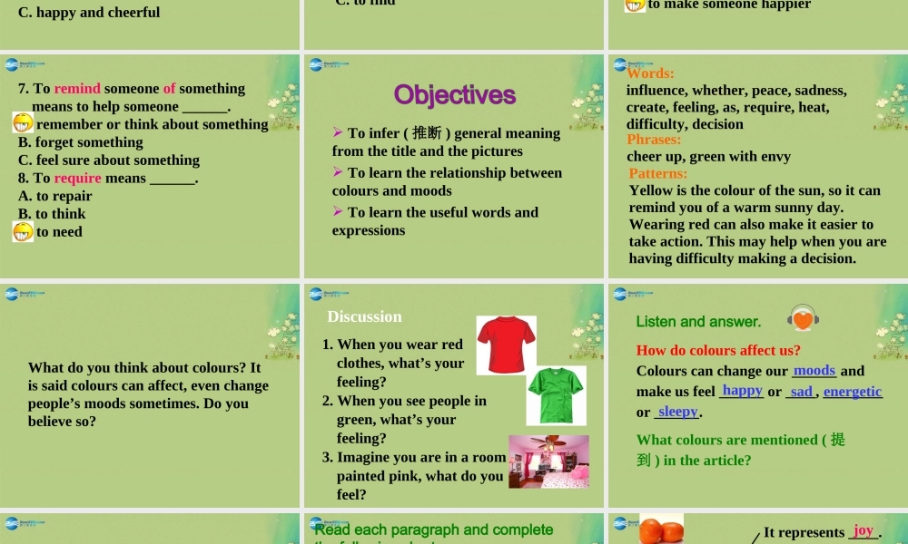 九年级英语上册 Unit 2 Colours Reading课件 .ppt