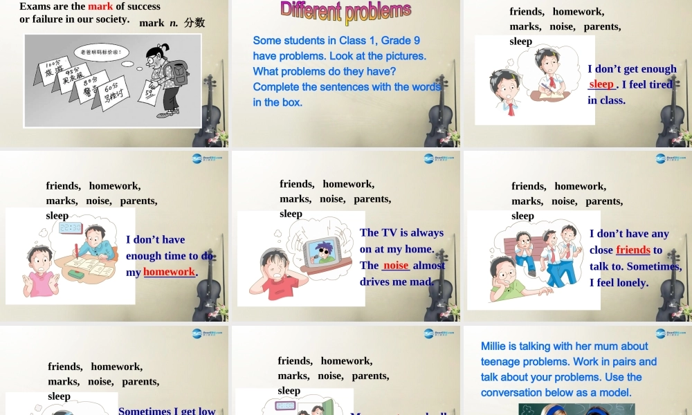 九年级英语上册 Unit 3 Teenage problems Comic strip & Welcome to the unit课件 .ppt