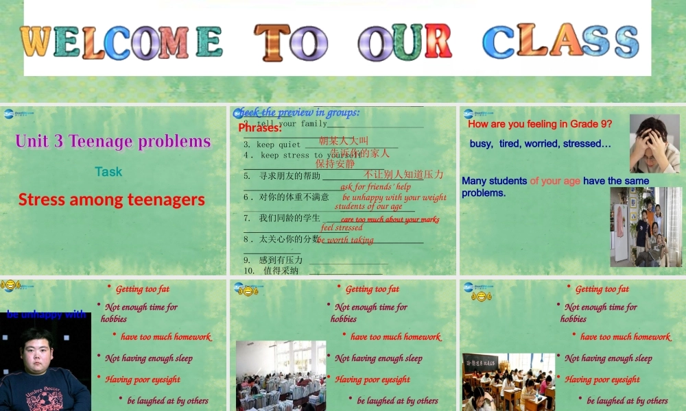 九年级英语上册 Unit 3 Teenage problems Task课件 .ppt