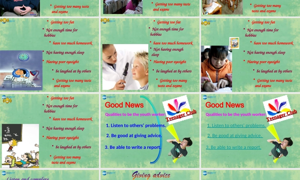 九年级英语上册 Unit 3 Teenage problems Task课件 .ppt