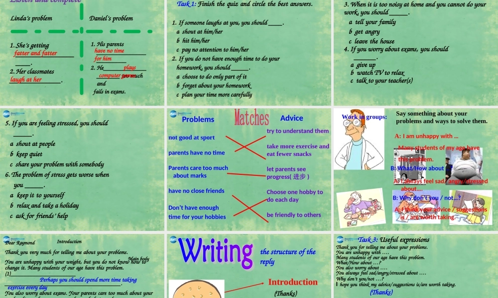 九年级英语上册 Unit 3 Teenage problems Task课件 .ppt