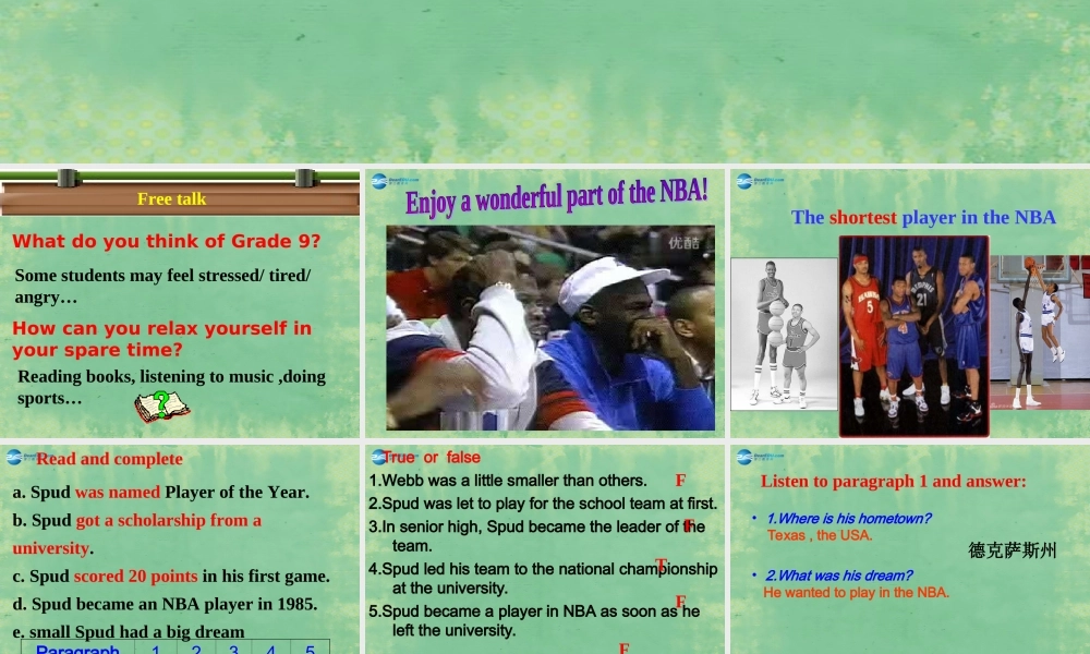 九年级英语上册 Unit 4 Growing up Reading1课件 .ppt