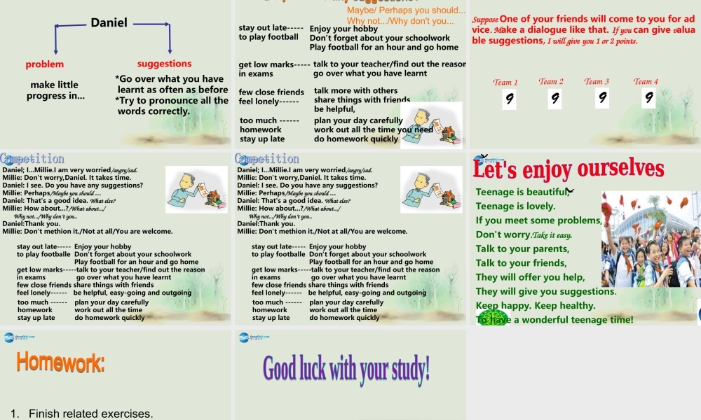 九年级英语上册 Unit 3 Teenage problems Integrated skills课件 .ppt