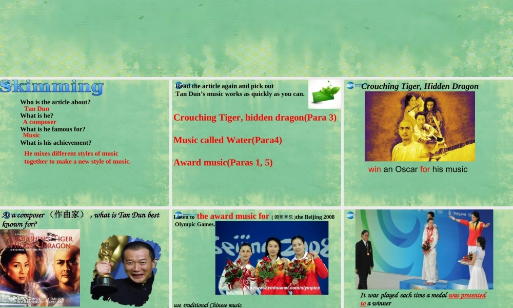 九年级英语上册 Unit 5 Art world Reading课件 .ppt