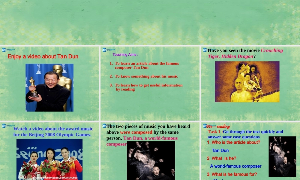 九年级英语上册 Unit 5 Art world Reading课件1 .ppt