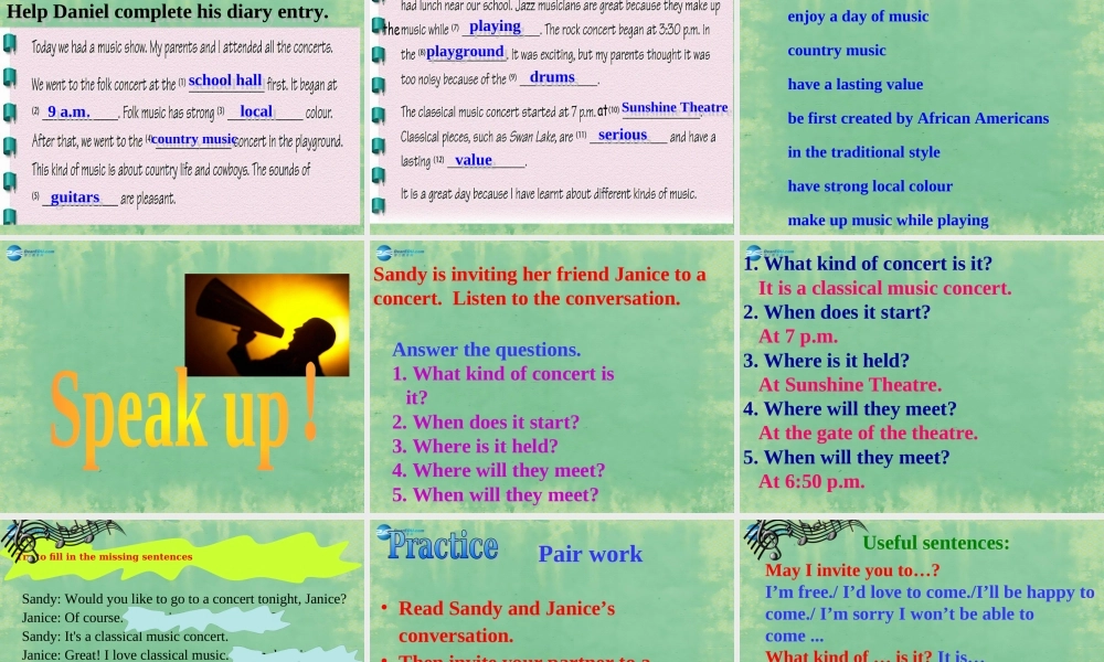 九年级英语上册 Unit 5 Art world Integrated skills课件 .ppt