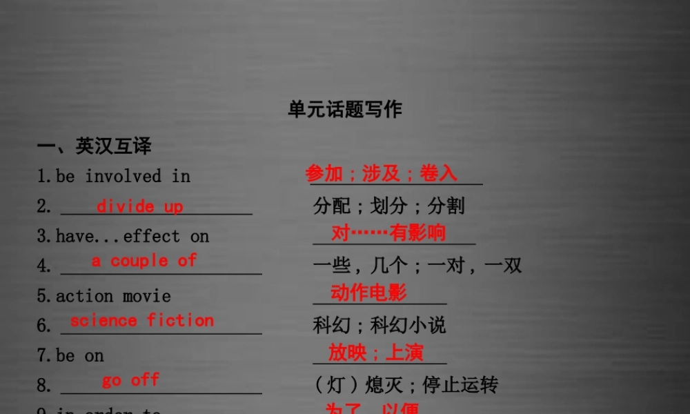 九年级英语上册 Unit 6 Movies and Theater单元话题写作课件 （新版）冀教版.ppt