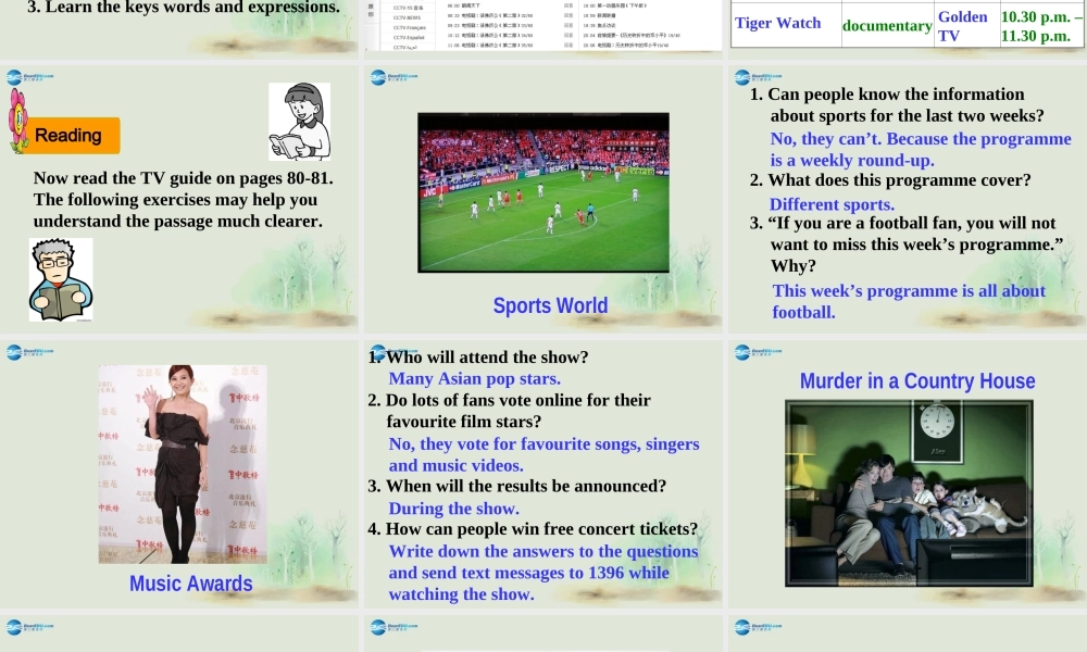 九年级英语上册 Unit 6 TV programmes Reading课件 .ppt