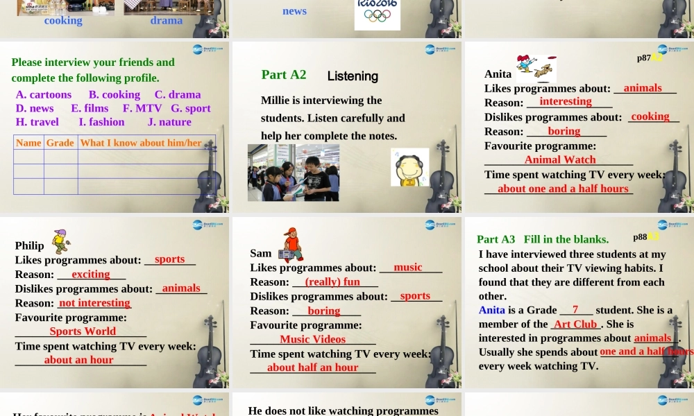 九年级英语上册 Unit 6 TV programmes Integrated skills课件 .ppt