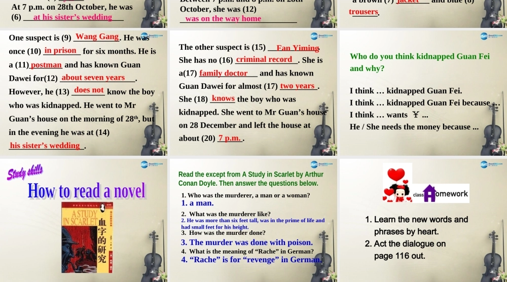 九年级英语上册 Unit 8 Detective stories Integrated skills课件 .ppt