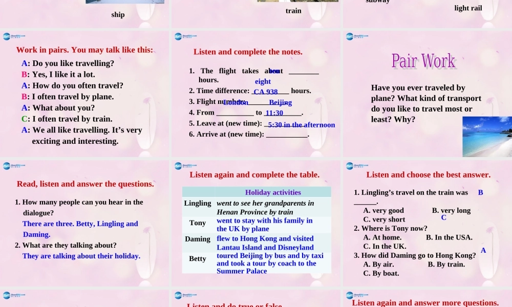 九年级英语下册 Module 1 Unit 1 We toured the city by bus and by taxi课件2 .ppt