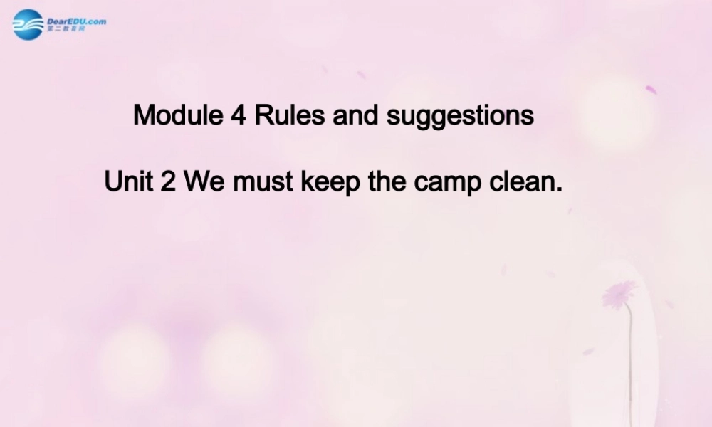 九年级英语下册 Module 4 Unit 2 We must keep the camp clean课件1 .ppt