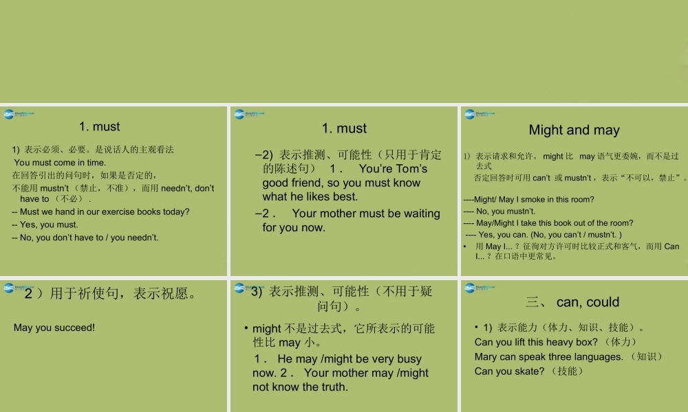 九年级英语下册 Module 4 Rules and suggestions 情态动词复习课件 .ppt