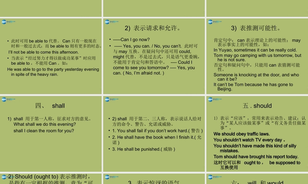 九年级英语下册 Module 4 Rules and suggestions 情态动词复习课件 .ppt