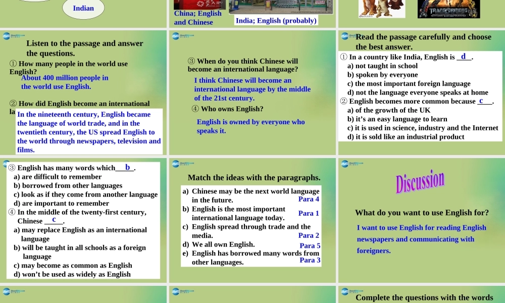 九年级英语下册 Module 7 Unit 2 We all own English课件 .ppt