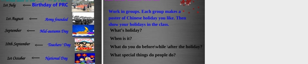 内蒙古鄂尔多斯康巴什新区第二中学九年级英语上册 Module 2 Unit 1 My family always go somewhere interesting as soon as the holiday begins课件.ppt