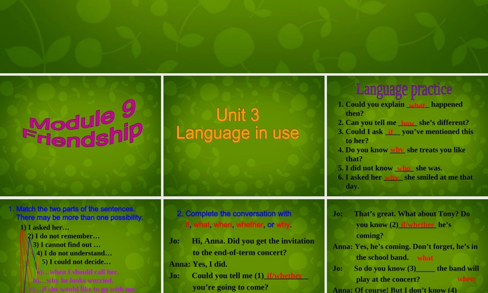 内蒙古鄂尔多斯康巴什新区第一中学八年级英语下册 Module 9 Unit 3 Language in use课件 .ppt