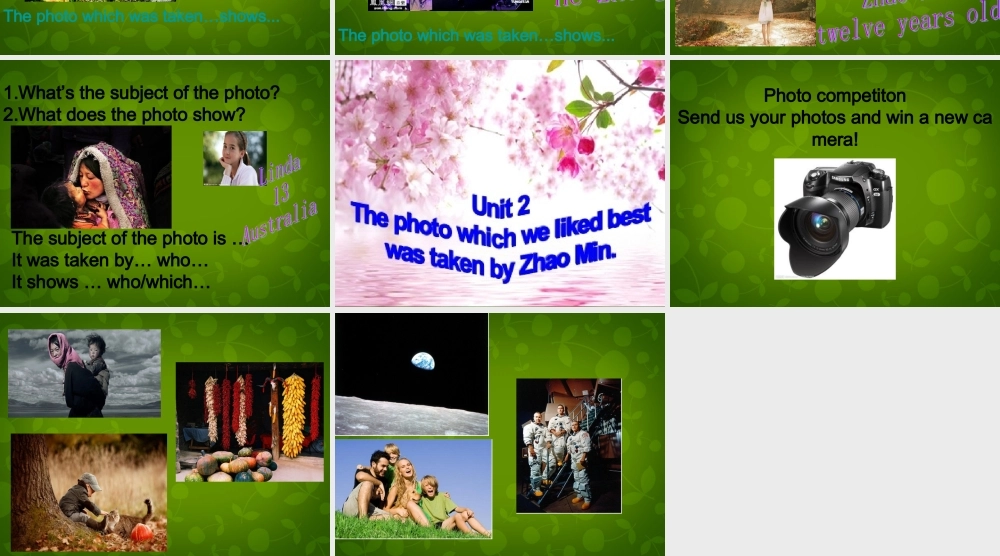 内蒙古鄂尔多斯康巴什新区第一中学九年级英语上册 Module 11 Unit 2 The photo which we liked best was taken by Zhao Min课件.ppt