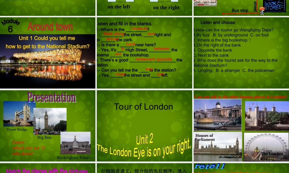 内蒙古鄂尔多斯康巴什新区第一中学七年级英语下册 Module 6 Unit 1 Could you tell me how to get to the National Stadium课件 .ppt