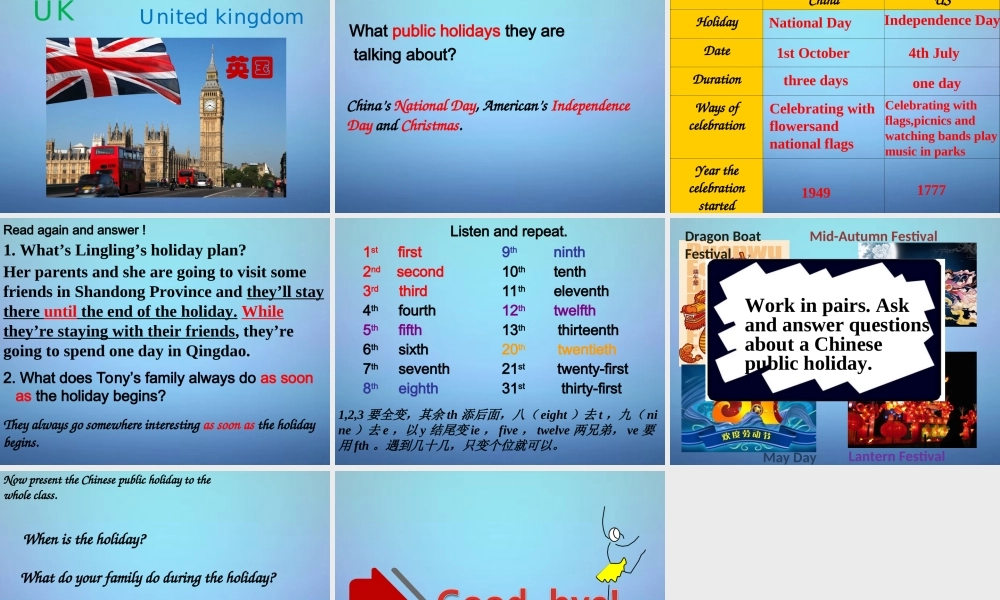 内蒙古鄂尔多斯市东胜区培正中学九年级英语上册 Module 2 Unit 1 My family always go somewhere interesting as soon as the holiday begins课件.ppt