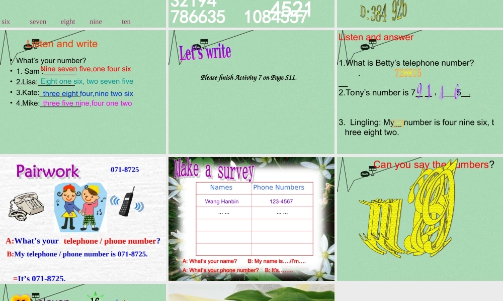 内蒙古鄂尔多斯市康巴什新区第二中学七年级英语上册 Starter Module 2 Unit 2 What's your bumber课件 （新版）外研版.ppt