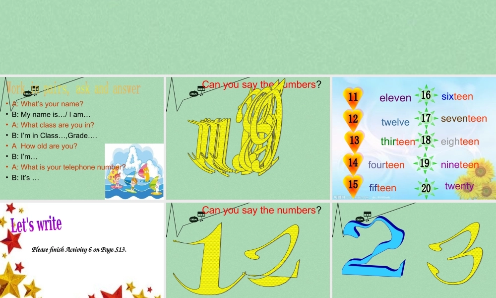 内蒙古鄂尔多斯市康巴什新区第二中学七年级英语上册 Starter Module 2 Unit 3 I'm twelve课件 （新版）外研版.ppt